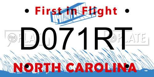 D071RT North Carolina License Plate