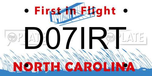 D07IRT North Carolina License Plate