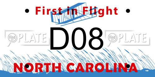 D08 North Carolina License Plate