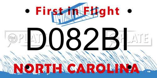 D082BI North Carolina License Plate