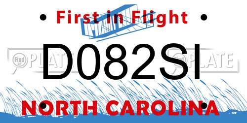 D082SI North Carolina License Plate