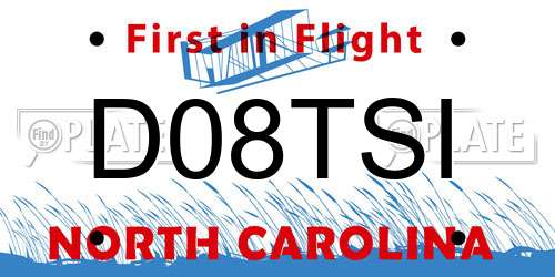 D08TSI North Carolina License Plate
