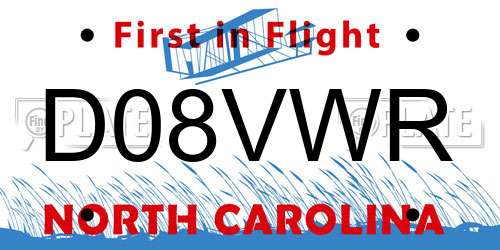 D08VWR North Carolina License Plate