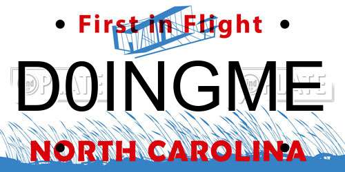 D0INGME North Carolina License Plate