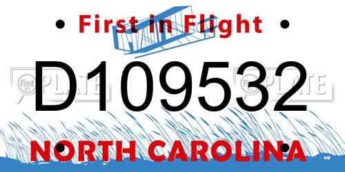 D109532 North Carolina License Plate