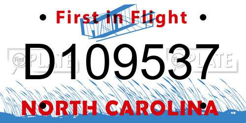 D109537 North Carolina License Plate