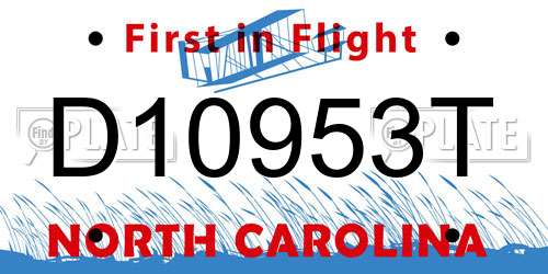 D10953T North Carolina License Plate
