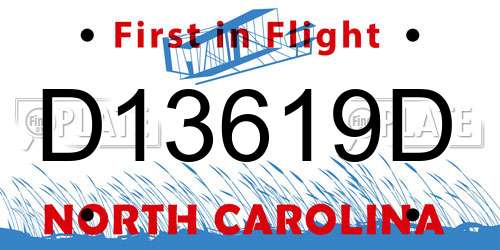 D13619D North Carolina License Plate