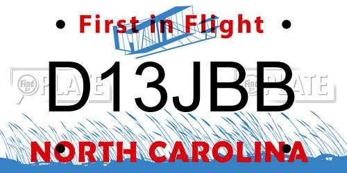 D13JBB North Carolina License Plate