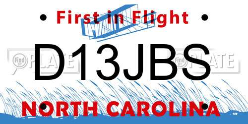D13JBS North Carolina License Plate