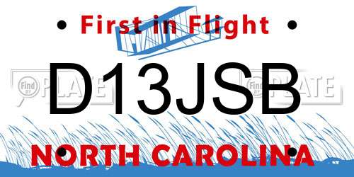 D13JSB North Carolina License Plate