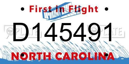 D145491 North Carolina License Plate