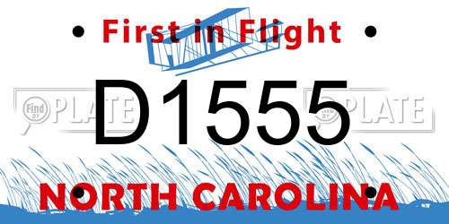 D1555 North Carolina License Plate