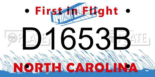 D1653B North Carolina License Plate