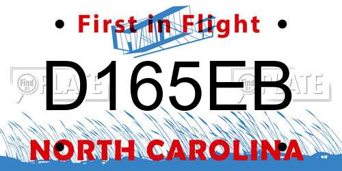 D165EB North Carolina License Plate