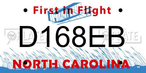 D168EB North Carolina License Plate