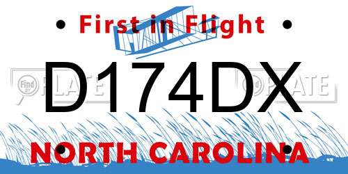 D174DX North Carolina License Plate