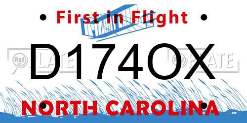 D174OX North Carolina License Plate