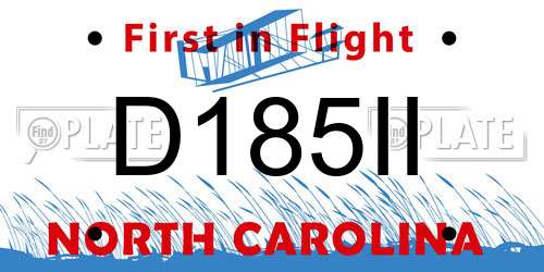 D185II North Carolina License Plate