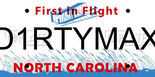D1RTYMAX North Carolina License Plate