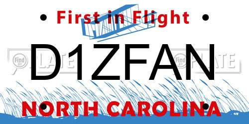 D1ZFAN North Carolina License Plate
