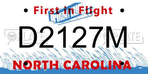 D2127M North Carolina License Plate