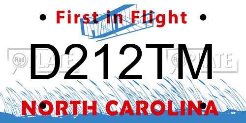 D212TM North Carolina License Plate