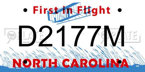 D2177M North Carolina License Plate