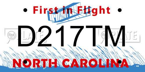 D217TM North Carolina License Plate
