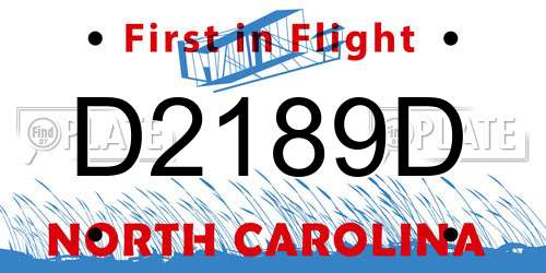 D2189D North Carolina License Plate