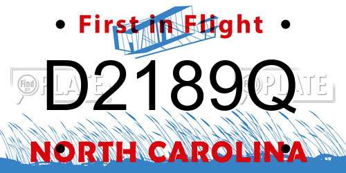 D2189Q North Carolina License Plate