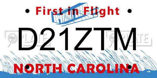 D21ZTM North Carolina License Plate