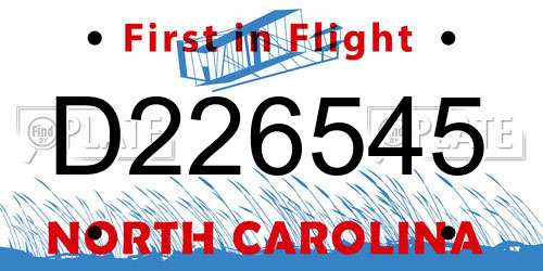 D226545 North Carolina License Plate