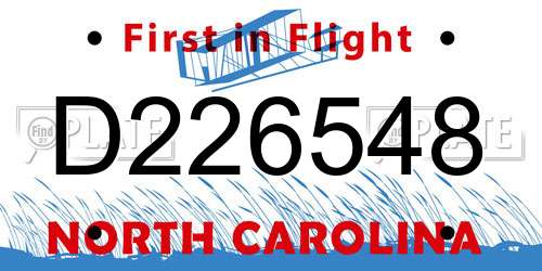 D226548 North Carolina License Plate