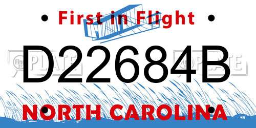D22684B North Carolina License Plate