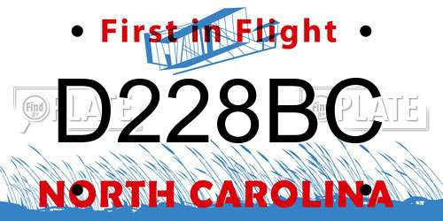 D228BC North Carolina License Plate
