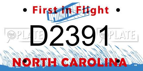 D2391 North Carolina License Plate