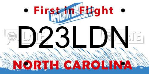 D23LDN North Carolina License Plate