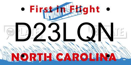 D23LQN North Carolina License Plate