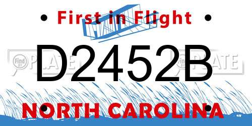 D2452B North Carolina License Plate