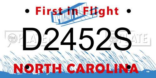 D2452S North Carolina License Plate