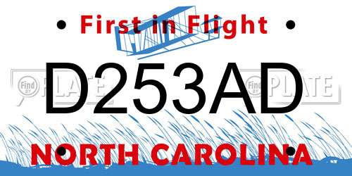 D253AD North Carolina License Plate