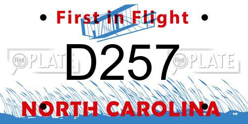 D257 North Carolina License Plate