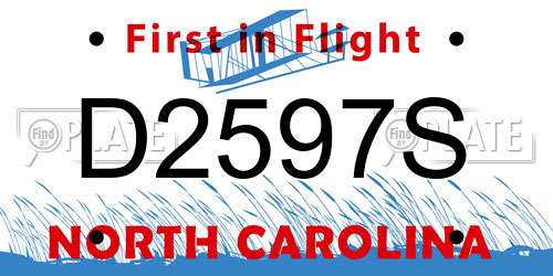 D2597S North Carolina License Plate