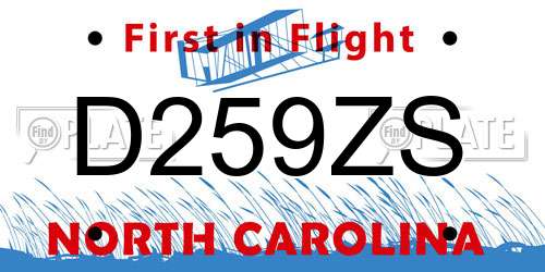 D259ZS North Carolina License Plate