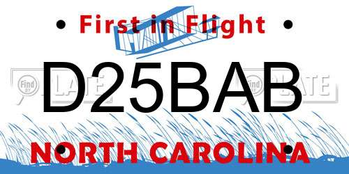 D25BAB North Carolina License Plate