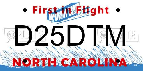 D25DTM North Carolina License Plate