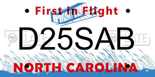 D25SAB North Carolina License Plate