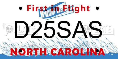D25SAS North Carolina License Plate