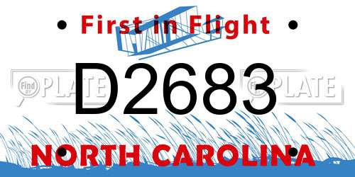 D2683 North Carolina License Plate